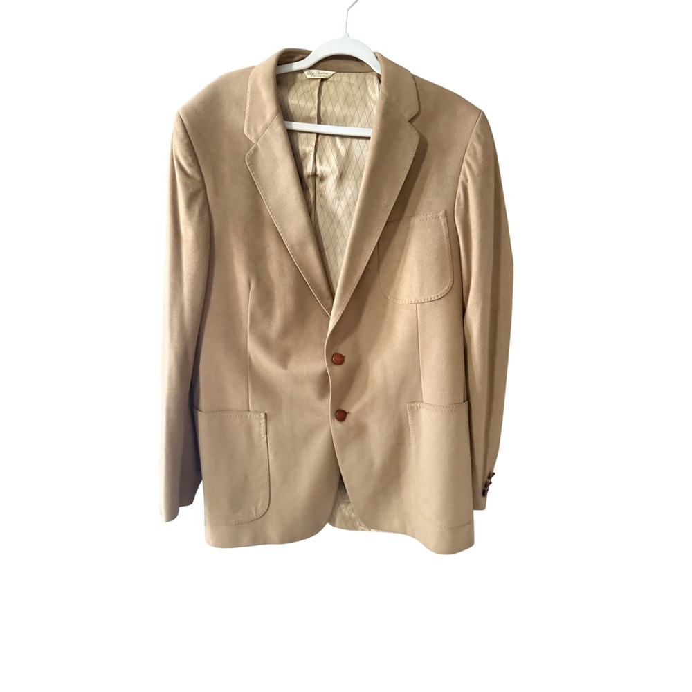 Oleg Cassini Mens Vintage Camel Tan Patch Pocket Blazer Sport Coat Naples FL 44R